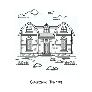 Desenho para colorir de uma casa antiga