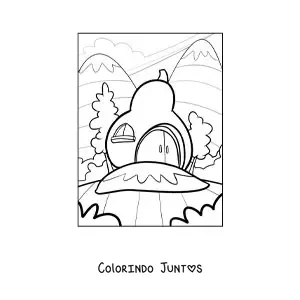 Desenho para colorir de uma casa em forma de pera