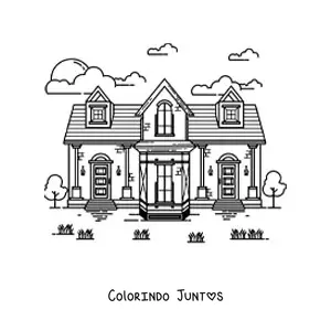 Desenho para colorir de uma casa de estilo antigo