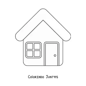 Desenho para colorir de uma casa com uma porta e uma janela