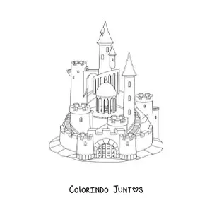 Desenho para colorir de um castelo medieval