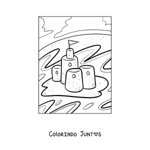 Desenho para colorir das torres de um castelo de areia