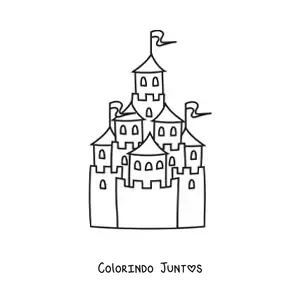 Desenho para colorir de um castelo com muitas torres