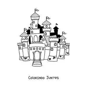 Desenho para colorir de um castelo de fantasia