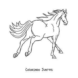 Desenho para colorir de um cavalo de costas correndo