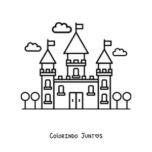 Desenho para colorir de um castelo de conto
