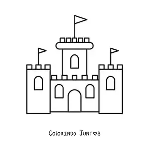Desenho para colorir de um castelo simples de três torres