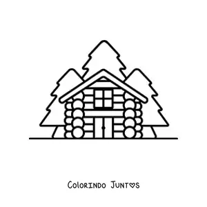 Desenho para colorir de uma cabana na floresta