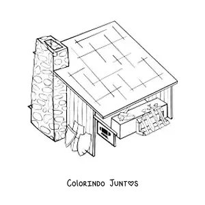 Desenho para colorir de uma cabana medieval