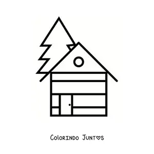 Desenho para colorir de uma cabana de madeira simples