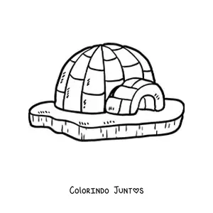 Desenho para colorir de um iglu no gelo