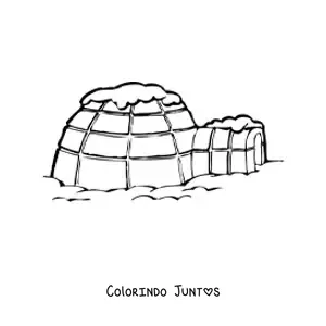 Desenho para colorir de um iglu na neve