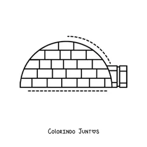 Desenho para colorir de um iglu visto de lado
