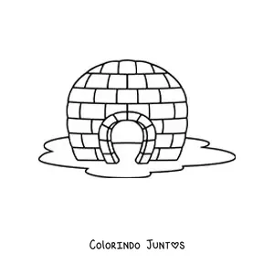 Desenho para colorir de um iglu derretendo