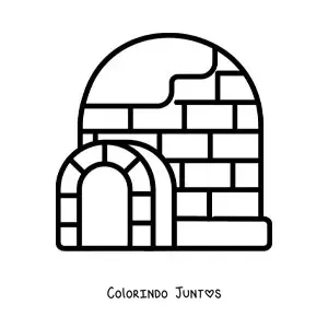 Desenho para colorir de um iglu simples