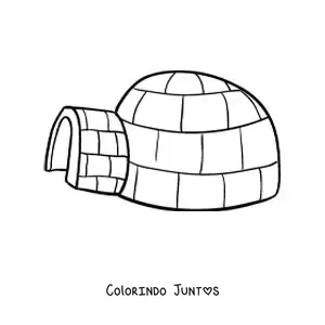 Desenho para colorir de um iglu tradicional
