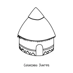 Desenho para colorir de uma choça indígena
