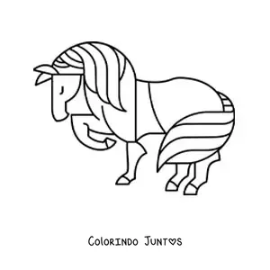 Desenho para colorir de um cavalo de perfil com os olhos fechados levantando uma pata