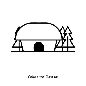 Desenho para colorir de uma choça simples