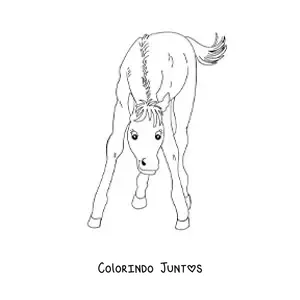 Desenho para colorir de um potro olhando para a frente
