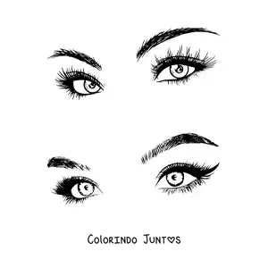 Desenho para colorir de 2 pares de olhos femininos bonitos