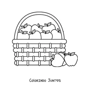 Desenho para colorir de uma cesta cheia de maçãs