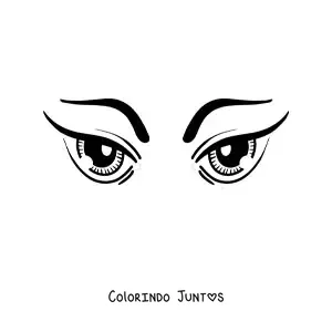 Desenho para colorir de um par de olhos misteriosos com a testa franzida