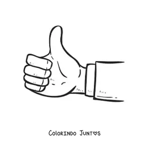 Desenho para colorir de mão com o polegar para cima