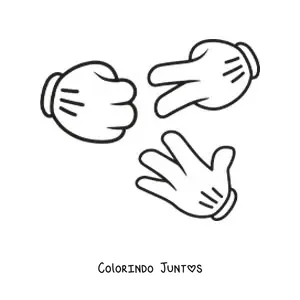 Desenho para colorir de mãos do Mickey Mouse jogando pedra, papel e tesoura