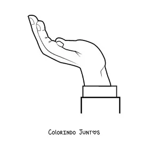 Desenho para colorir de mão com a palma para cima