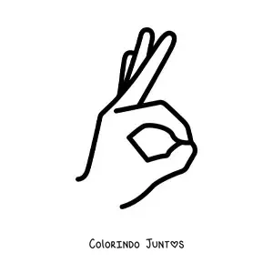Desenho para colorir de uma mão fazendo o sinal de ok