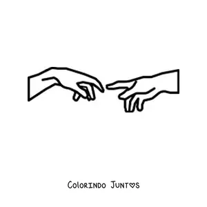 Desenho para colorir da mão de deus como aparece em A Criação de Adão