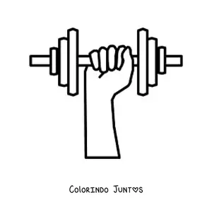Desenho para colorir de uma mão levantando um halter