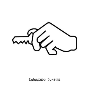 Desenho para colorir de uma mão segurando uma chave
