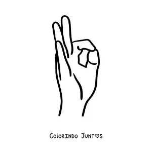 Desenho para colorir de mão fazendo o gesto de ok