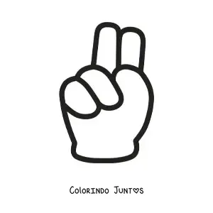 Desenho para colorir de uma mão simples fazendo o sinal do número dois