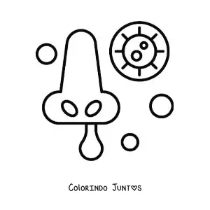 Desenho para colorir de um nariz e um vírus animado