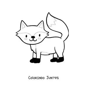 Desenho para colorir de uma raposa kawaii sorridente