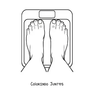 Desenho para colorir de uns pés em cima de uma balança