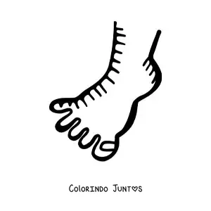 Desenho para colorir de um pé animado com unha