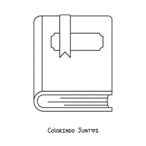 Desenho para colorir de um livro fechado com marcador de páginas