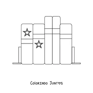 Desenho para colorir de vários livros em uma estante