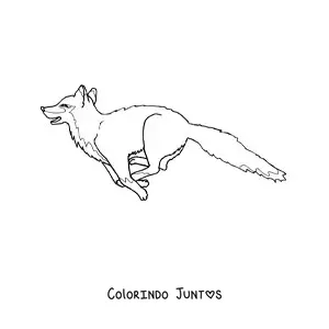 Desenho para colorir de uma raposa selvagem pulando com a boca aberta
