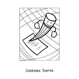 Desenho para colorir de um lápis animado escrevendo sobre um papel