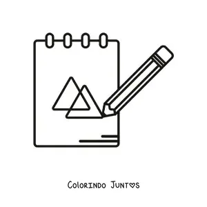 Desenho para colorir de um lápis escrevendo em um caderno