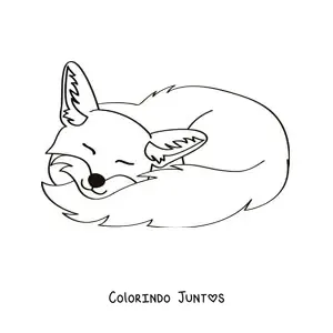 Desenho para colorir de uma raposa dormindo sorridente