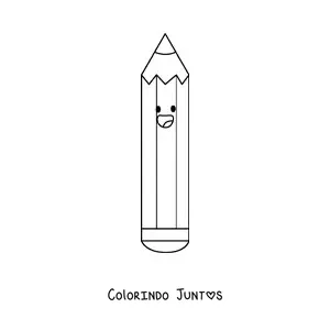 Desenho para colorir de um lápis animado feliz