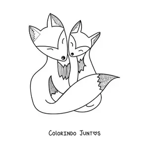 Desenho para colorir de um casal de raposas animadas