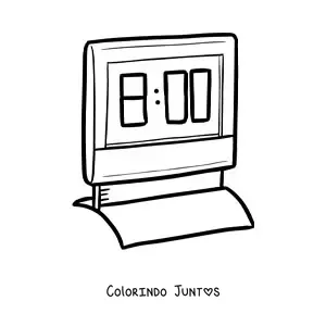 Desenho para colorir de um relógio digital marcando a hora