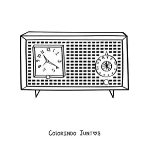 Desenho para colorir de um rádio relógio antigo